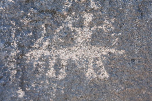Man on horse petroglyph from Painted Rock Petroglyph Site in Southern Arizona.