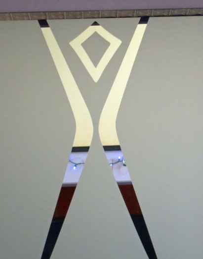 Burning Man symbol hanging in lobby of Morris Burner Hotel in Reno Nevada.