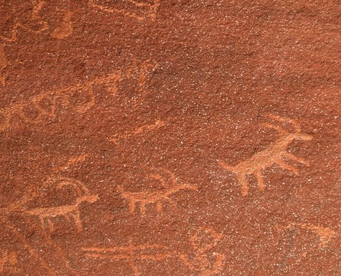 Big horn sheep petroglyph at Valley of Fire State Park in Nevada.