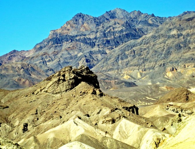 Funeral Mountains provide a dramatic backdrop in Twenty Mule Team Canyon, Death Valley.