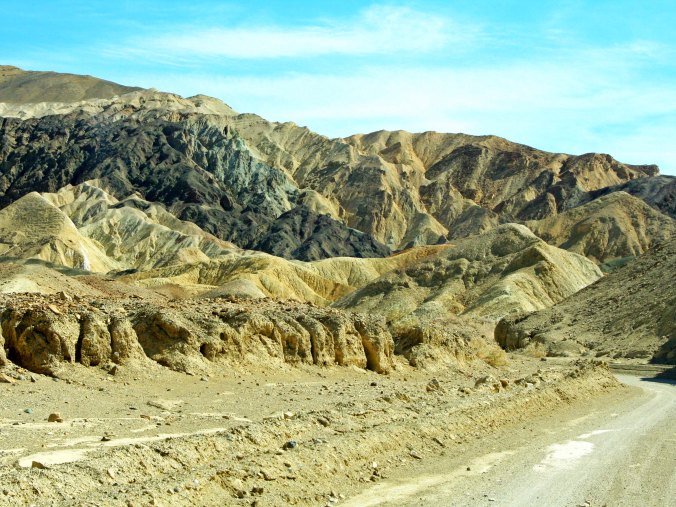 Road through Twenty Mule Team Canyon in Death Valley.