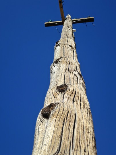 Old power pole in the ghost town of Bodie.