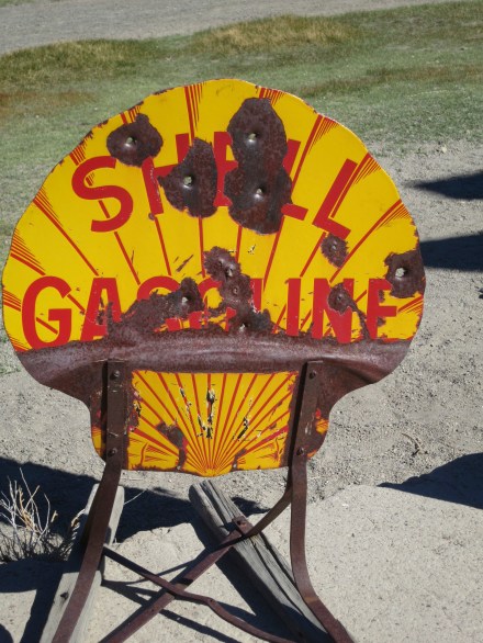 Old Shell gas sign at Bodie Historical Park in California