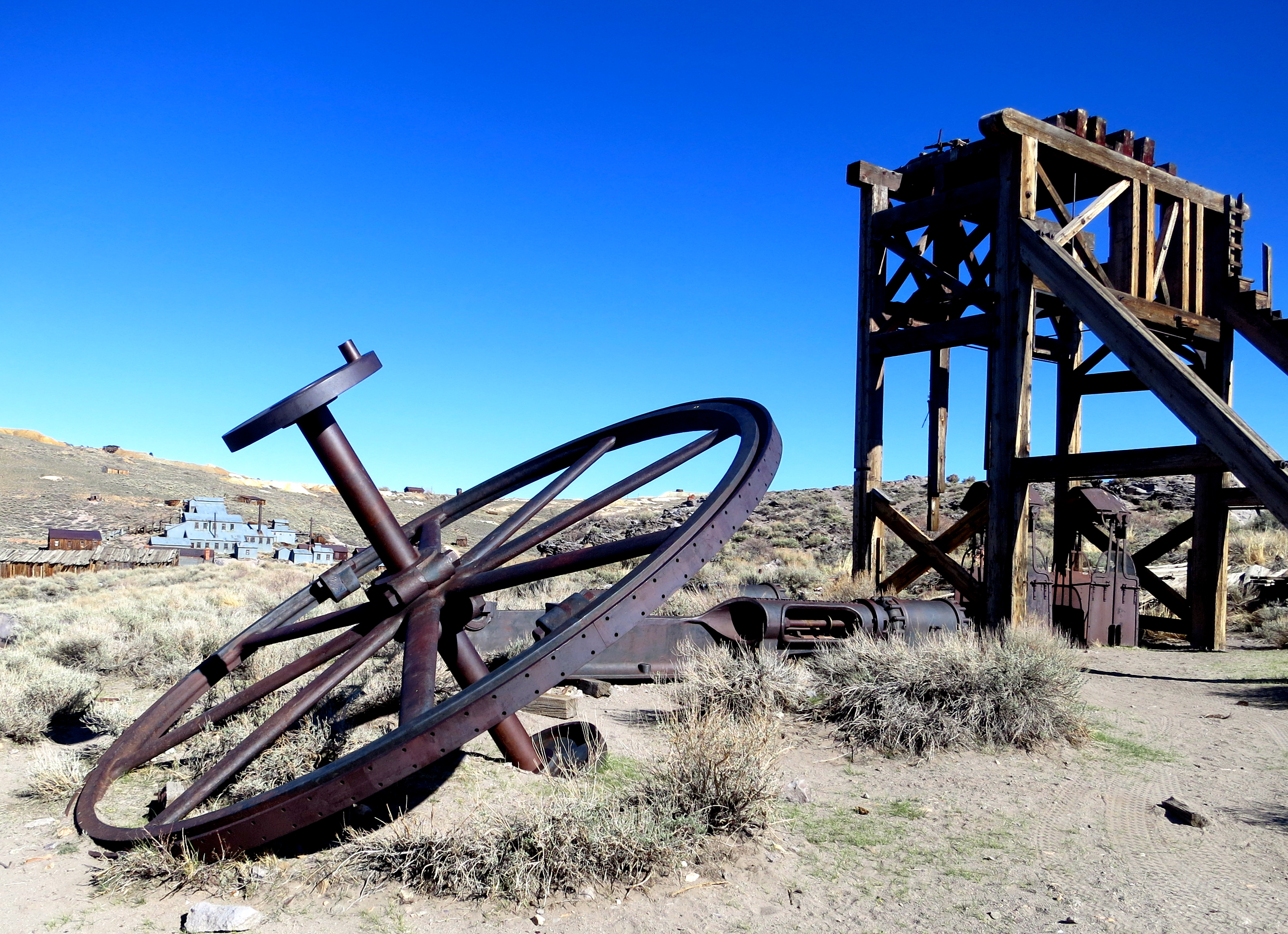 Mining equipment at Bodie State Historical Park in California.