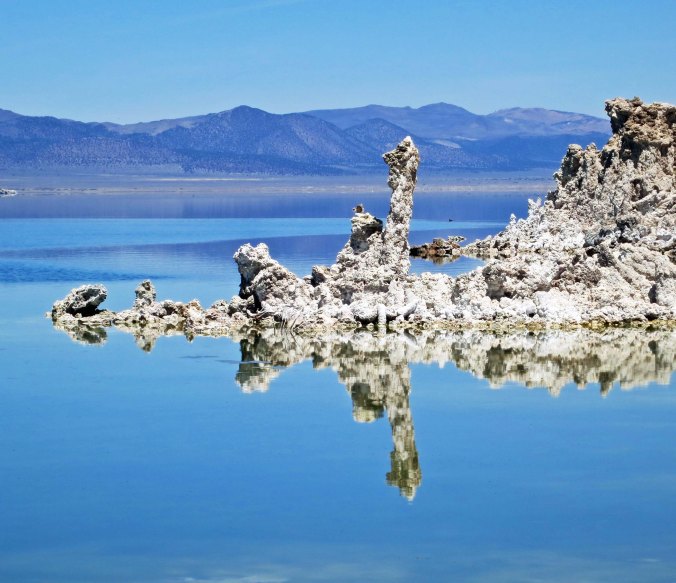 Tufa reflection in Mono Lake, California near Lee Vining.