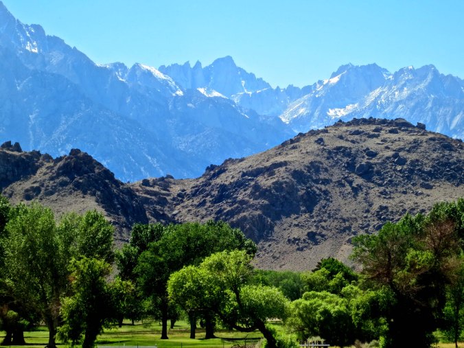 Highway 395 is one of America's most scenic drives. This view looking up at Mt. Whitney, center top, is one of the reasons why.
