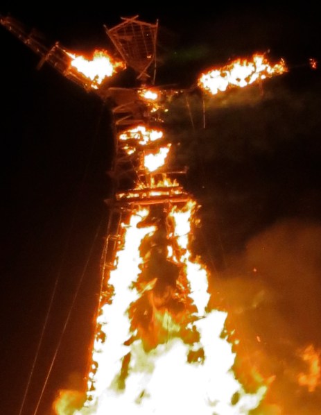 The burning of the Man gives Burning Man its name.