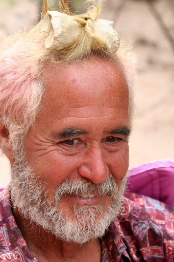 Tom Lovering goes native and wears Bone in his hair on the Colorado River trip.