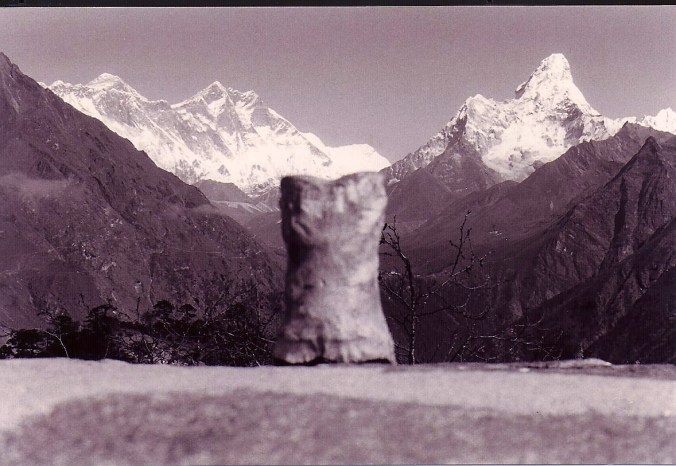 Bone looks out on Mt. Everest in Nepal.