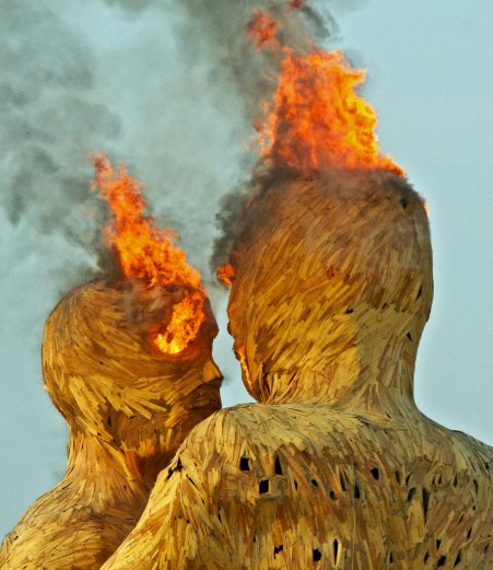 Flames begin shooting form the head and eyes almost immediately. (Photo by Peggy Mekemson.)