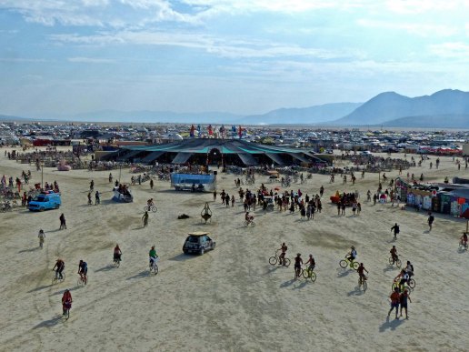 Center Camp view at Burning Man 2014.