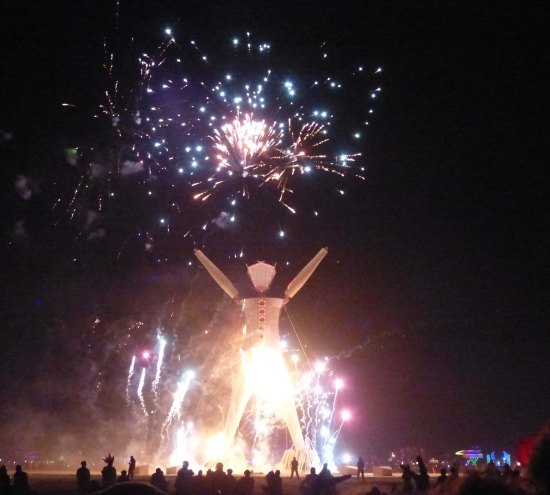 Fireworks at Burning Man 2014.