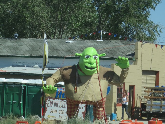 The rocks gave way to Shrek as we entered the small town of Empire a few miles outside of Burning Man.