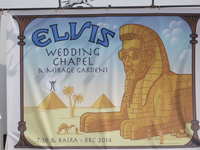 The Elvis Wedding Chapel at Burning Man 2014.
