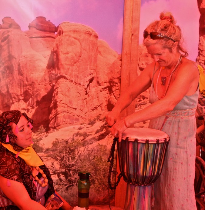 Drum making at Burning Man 2014.