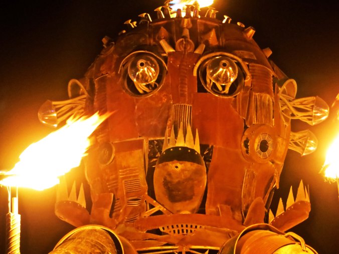 The head of El Pulpo Mechanico at Burning Man 2014.