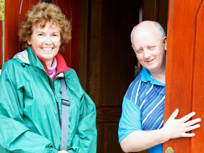 My wife Peggy and the Scottish patriot David Martin in front of the Old Church B&B in Muirkirk, Scotland.