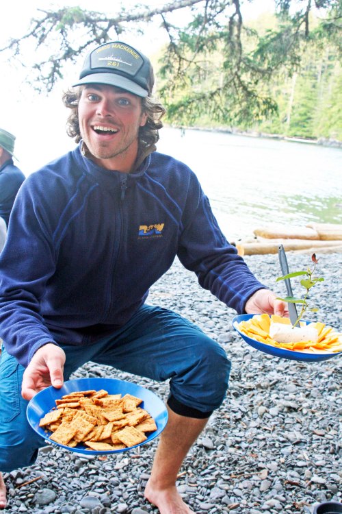 "Could I interest you in a cracker?" The tour promo promised good food, but it failed to mention the presentation. This is Nick, one of our three group leaders.