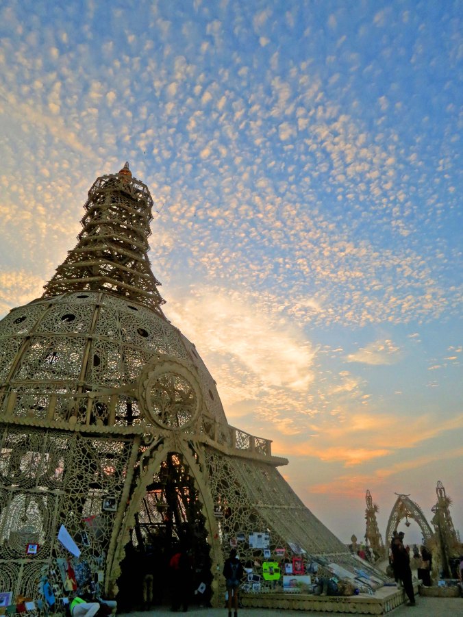 Early morning photo of the Temple of Grace at Burning Man 2014. Photo by Curtis Mekemson.