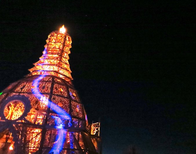 Temple of Grace at night during Burning Man 2014. Photo by Curtis Mekemson.