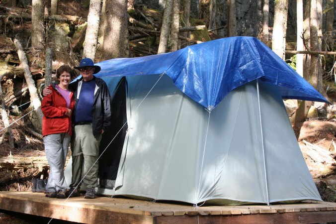 Sea Kayak Tours sets up comfortable tents for  guests to use while on their tours.