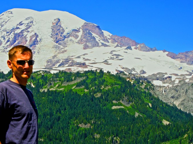 Peggy captures Tony at our turn around point on the trail. He definitely wanted to keep on going. (Photo by Peggy Mekemson.)