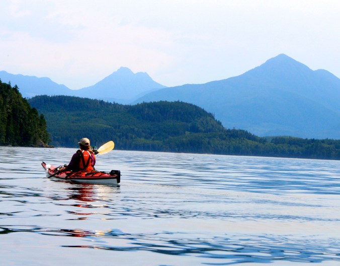 After lunch, we followed out trip leader, Julia, out into Blackfish Sound. As you will note, most of our on-water photos are taken by Peggy. I was busy paddling. (grin) (Photo by Peggy Mekemson.)