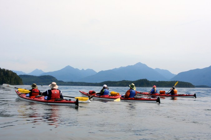 A whooshing sound caused us to stop and search for whales. (Photo by Peggy Mekemson.)