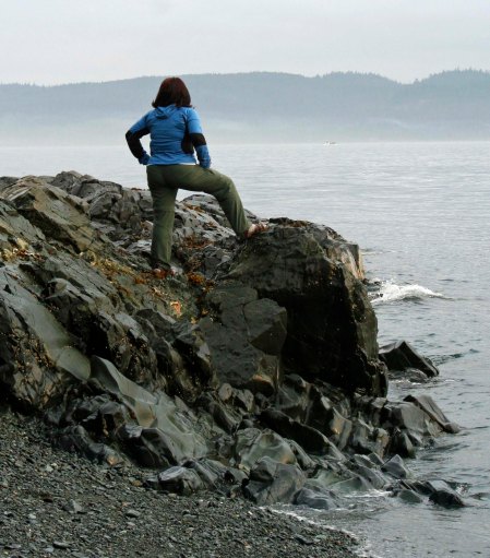Looking for orcas in Johnstone Strait, British Columbia.