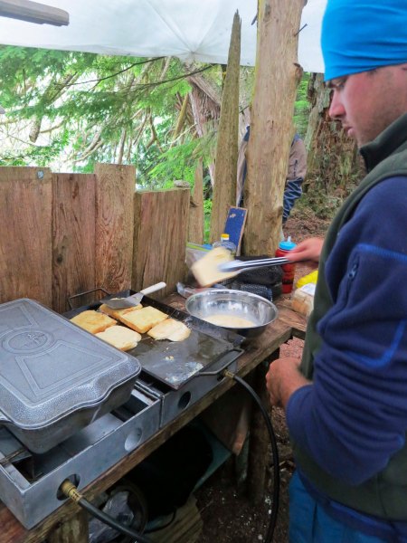 Sea Kayak Adventures provides a hearty breakfast to its sea kayakers. 