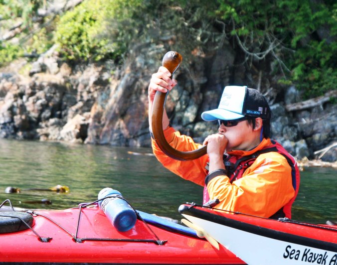 Quy taught us how to cut up the kelp so it could be blown like a trumpet.