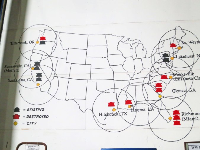 This illustration at the museum shows where blimp naval air stations were located during World War II. 