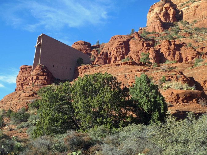 Another perspective on the Church of the Holy Cross, this time emphasizing its colorful surroundings. (Photo by Peggy Mekemson.)