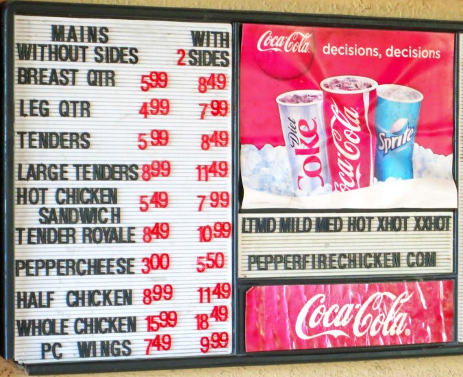 The menu listed the various levels of hot. 