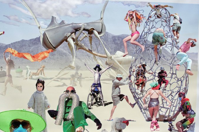 Once, when I was wandering aimlessly along the streets of Black Rock City, I came across a group that featured wonderful photo montages, including this one. Somehow or the other, it reminded me of the Burning Man ticketing process.