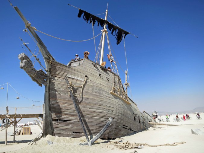 Burning Man sailing ship sunk in sand