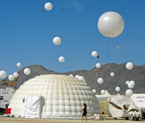 Major tribes with hundreds of members build elaborate camps along the Esplanade.