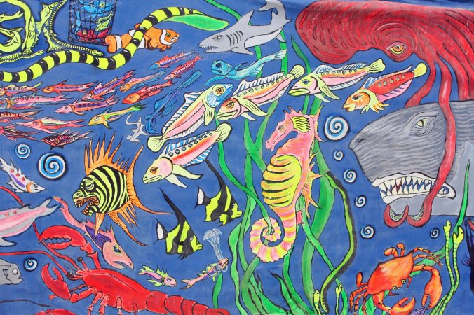 This underwater theme with its brightly colored creatures has always been one of my favorite Burning Man murals.