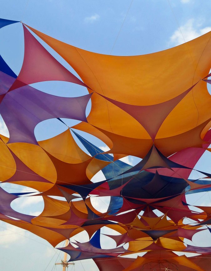A photo of the roof of the Sacred Spaces building in Burning Man.