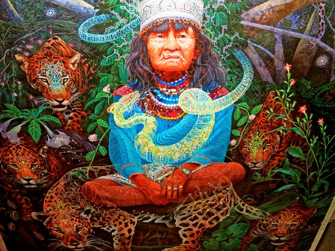 Shaman and jaguar painting at Burning Man.