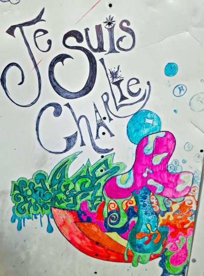 Je suis Charlie sign at the Generator warehouse in Reno, Nevada.