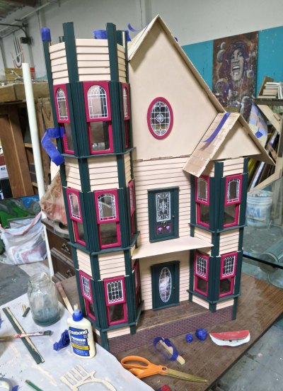 Miniature house being built at the Generator warehouse in Reno, Nevada.