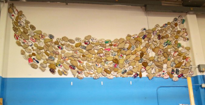 One of the fist things I noticed was this rock 'path' working its way along the back wall.