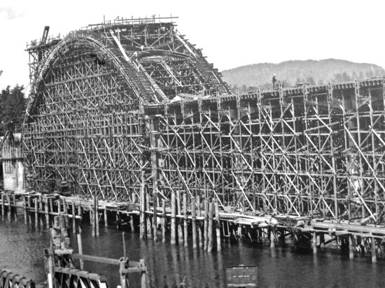 The bridge under construction. (Photo from display next to the bridge.)
