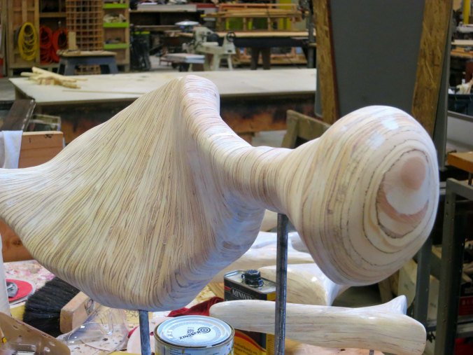 A beautifully carved and shaped piece of wood at the Generator in Reno, Nevada.