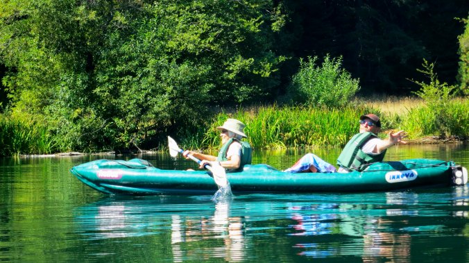 Once a year, the BSBC comes to our house in Oregon for 2-3 days. A couple of years ago we took them kayaking on Squaw Lakes. In this photo Ken Lake hides his paddle so it looks like his wife, Leslie, is doing all the work.