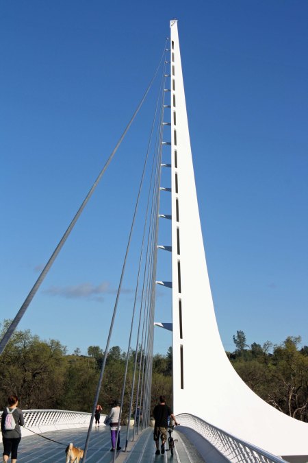 Built to accommodate walkers, runners and bicyclists, the Sundial Bridge in Redding, California was constructed primarily with private funds.