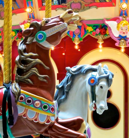 I was pleased to find a carousel with its horses eager to be ridden. Peggy loves these things. Had she been along, I probably would have been forced to climb on.