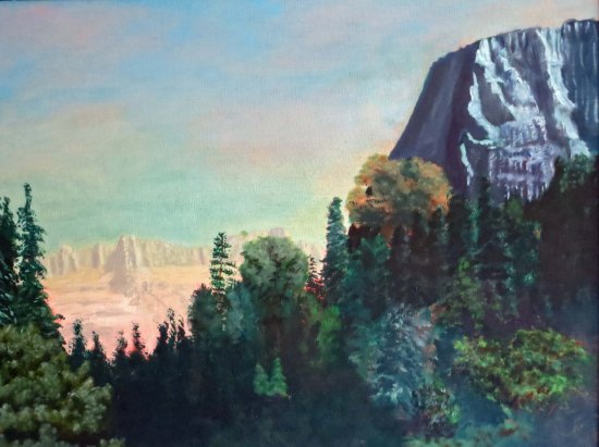 The painting that Pop was working on now hangs in our guest bedroom.