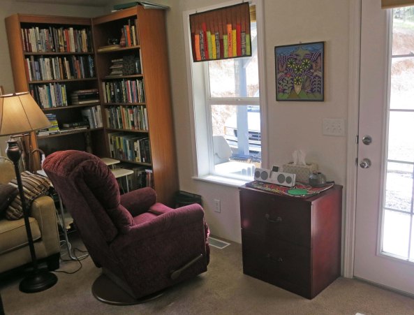 This photo is to provide perspective. I have a very comfortable lounge chair that I can swivel around to look out the window. 